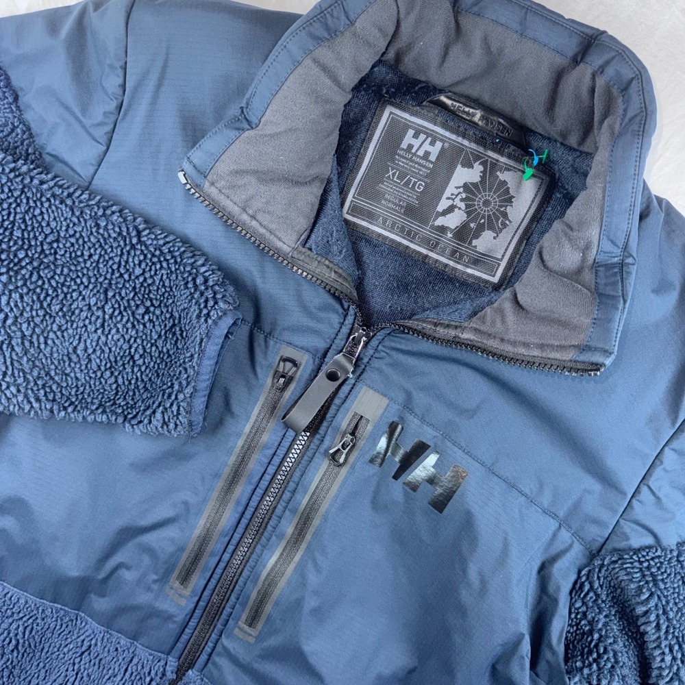 Helly Hansen Arctic Ocean Jacket Womens XL Navy Blue Sherpa Fleece Windproof